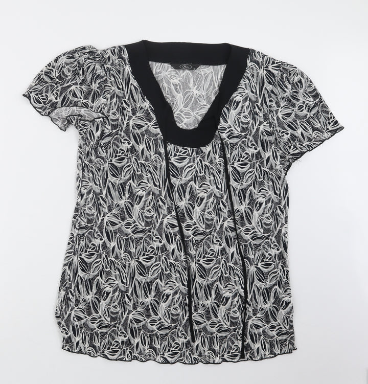 BM Womens Black Geometric  Basic Blouse Size M