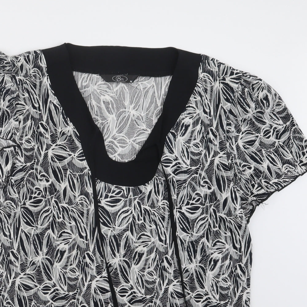 BM Womens Black Geometric  Basic Blouse Size M