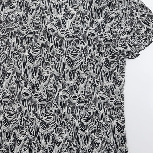 BM Womens Black Geometric  Basic Blouse Size M