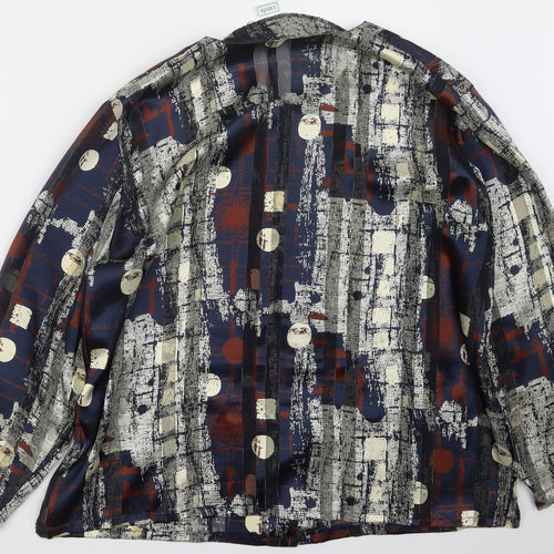 Canda Womens Blue Geometric  Basic Button-Up Size 20