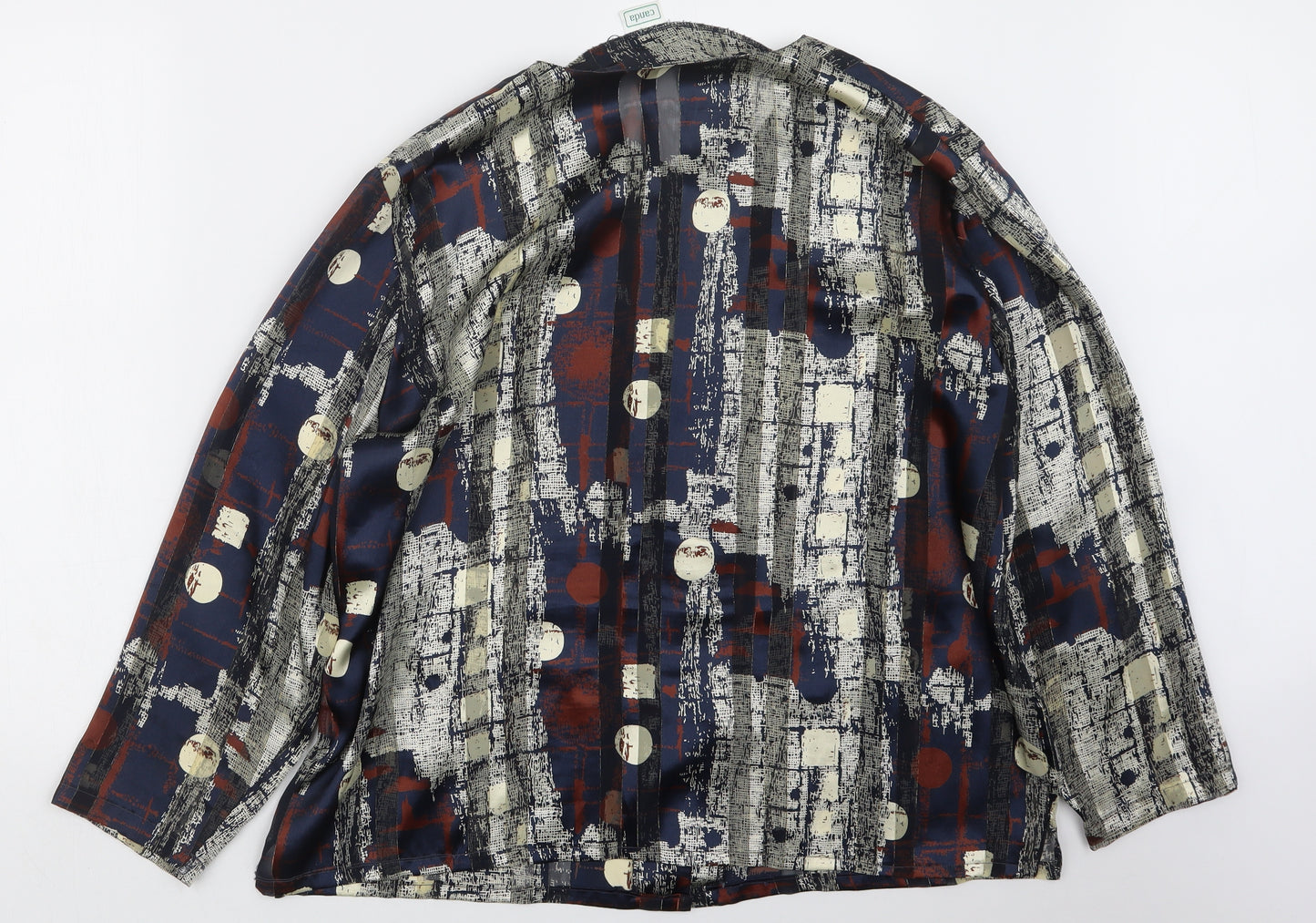 Canda Womens Blue Geometric  Basic Button-Up Size 20