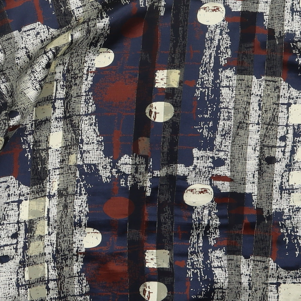 Canda Womens Blue Geometric  Basic Button-Up Size 20