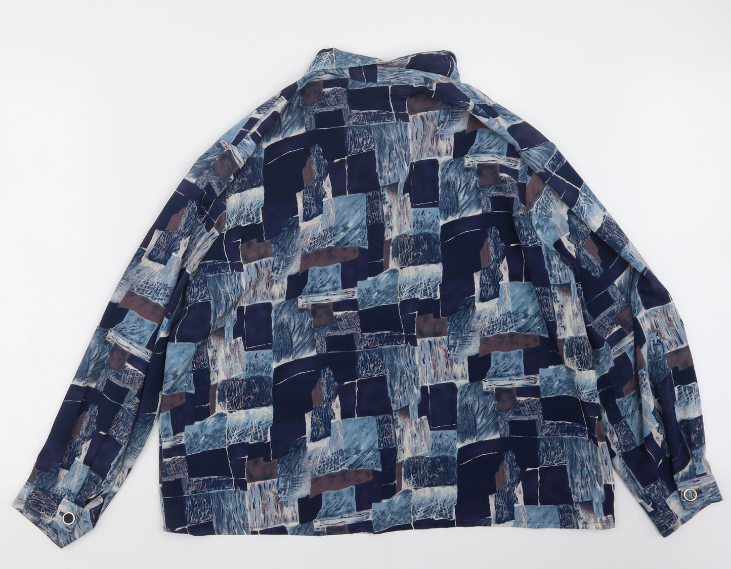 Tailored Lady Womens Blue Geometric  Basic Button-Up Size 18