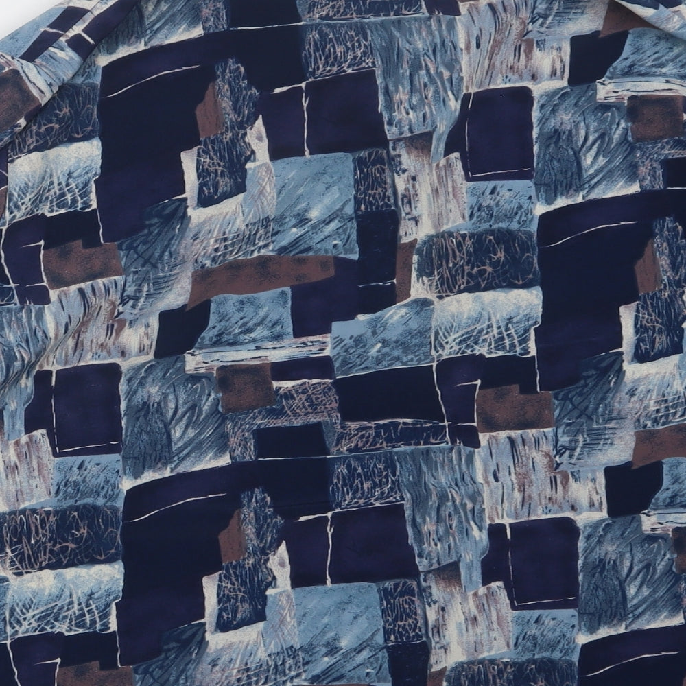 Tailored Lady Womens Blue Geometric  Basic Button-Up Size 18