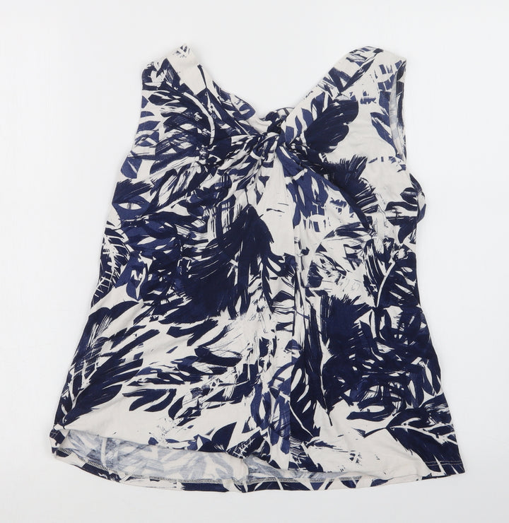 Soon Womens Blue Geometric  Basic Button-Up Size 12