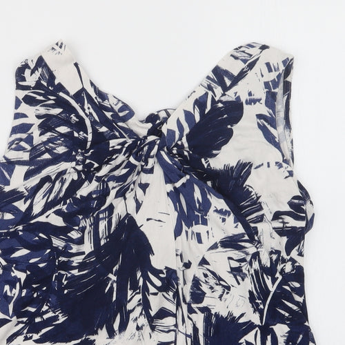 Soon Womens Blue Geometric  Basic Button-Up Size 12