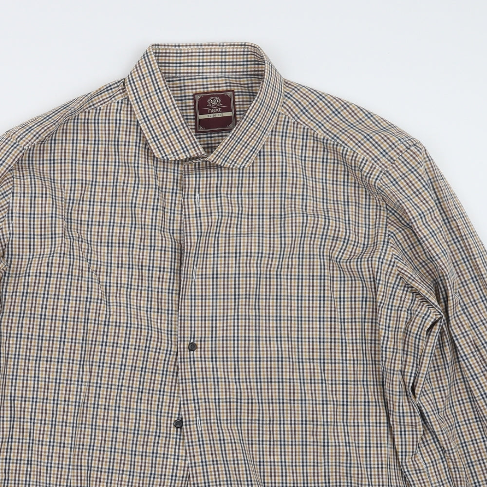 NEXT Mens Blue Check   Button-Up Size 17