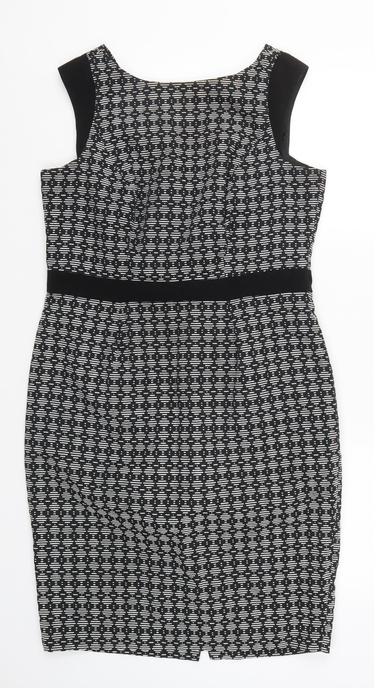 F&F Womens Black Geometric  Pencil Dress  Size 14