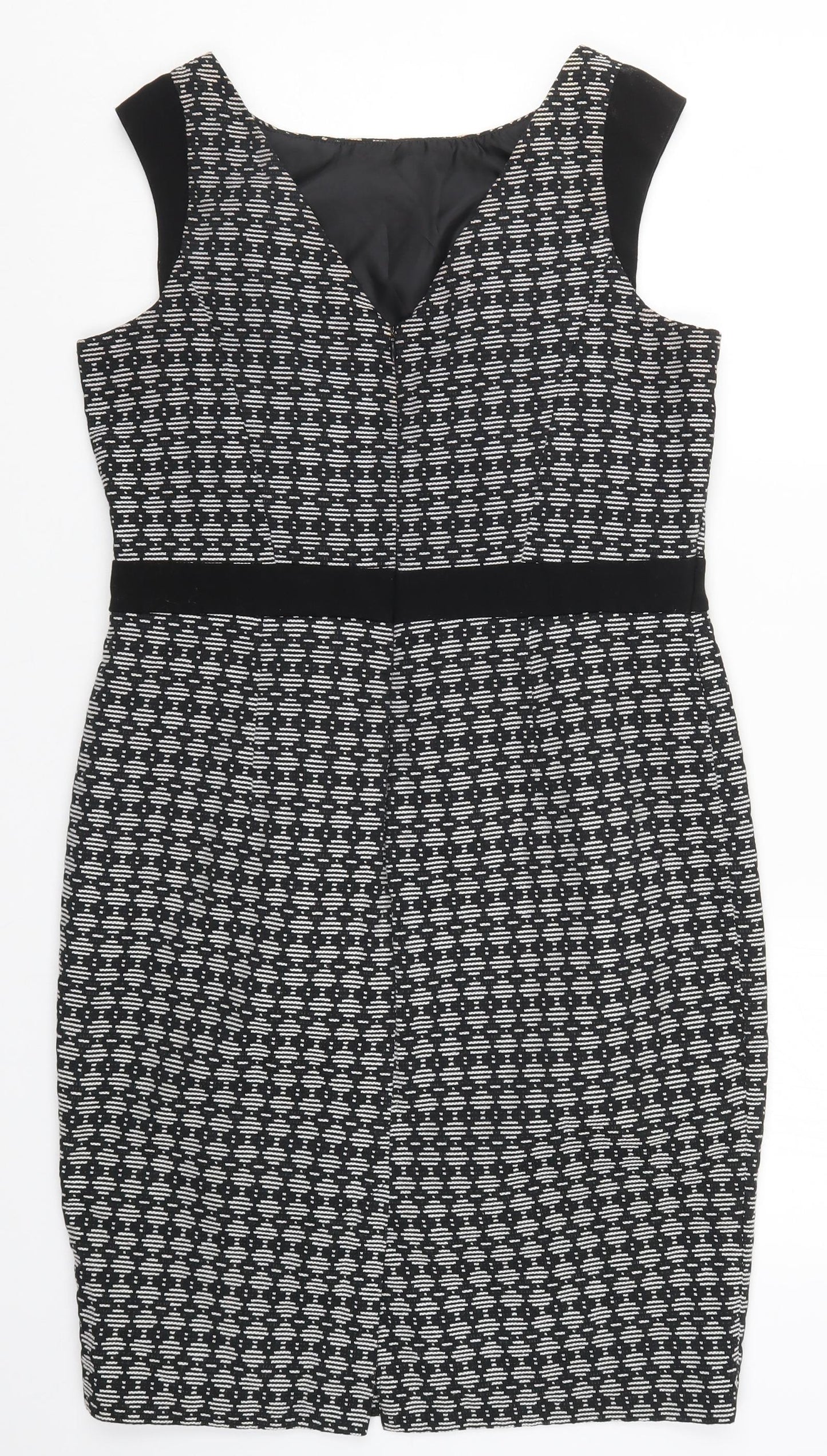 F&F Womens Black Geometric  Pencil Dress  Size 14