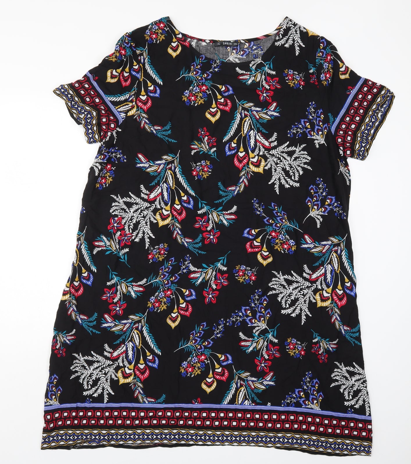 SheIn Womens Black Batik  T-Shirt Dress  Size 2XL