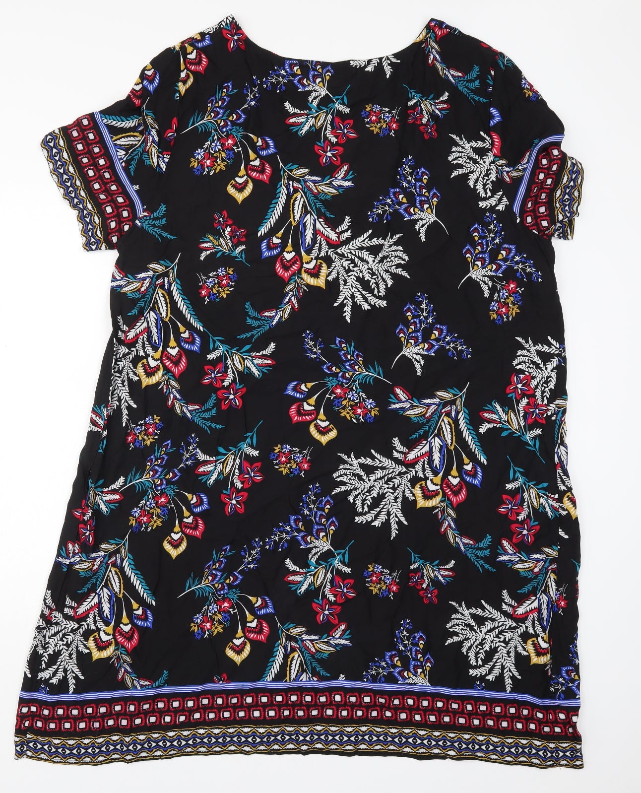 SheIn Womens Black Batik  T-Shirt Dress  Size 2XL