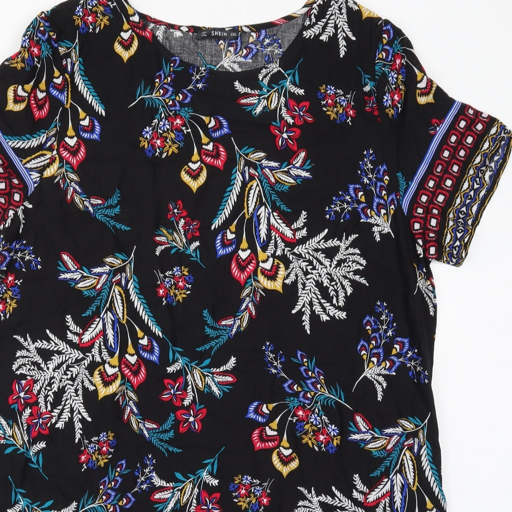 SheIn Womens Black Batik  T-Shirt Dress  Size 2XL