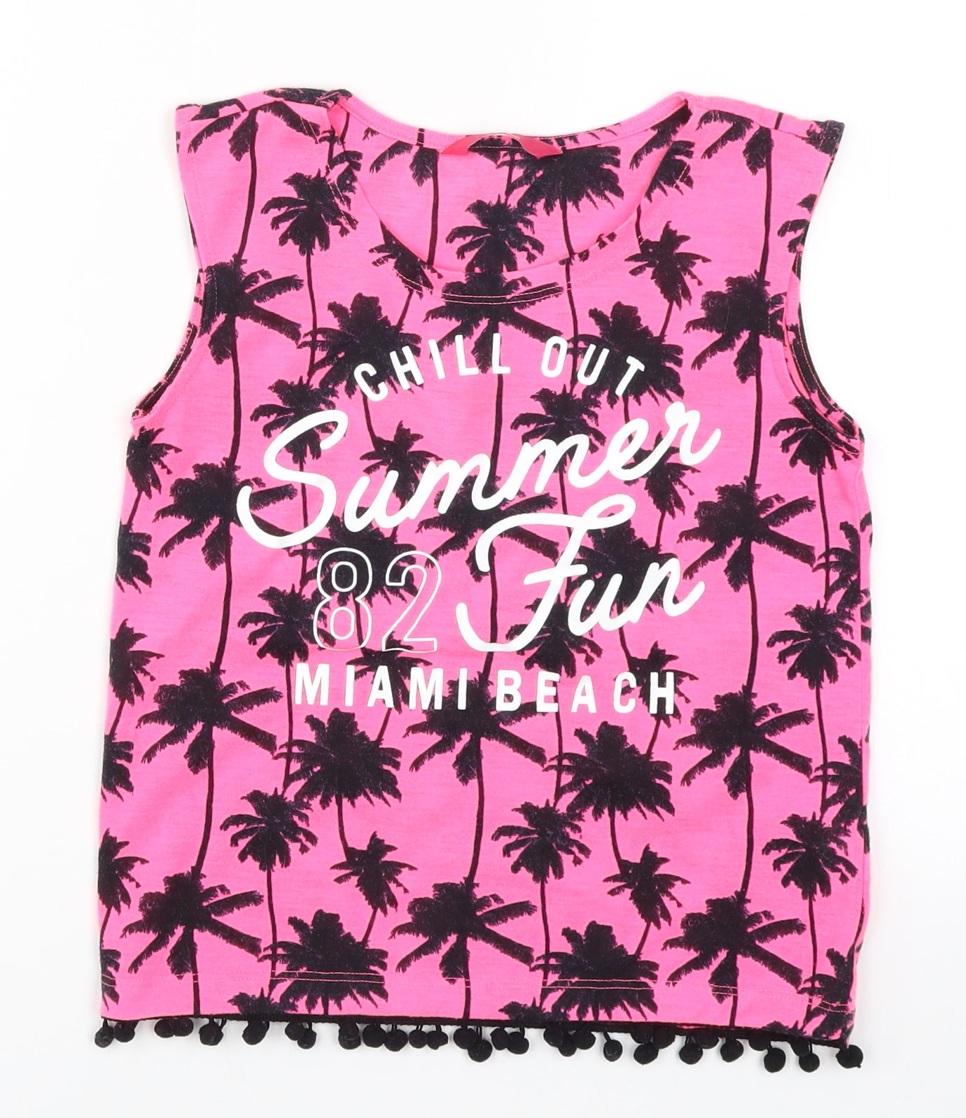 Young Dimension Girls Pink   Basic Tank Size 12-13 Years  - Chill Out Summer Fun Miami Beach