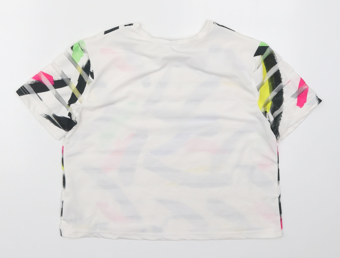 Atmosphere Womens White Geometric  Basic T-Shirt Size 6  - Abstract