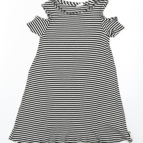 F&F Girls Black Striped  A-Line  Size 8-9 Years