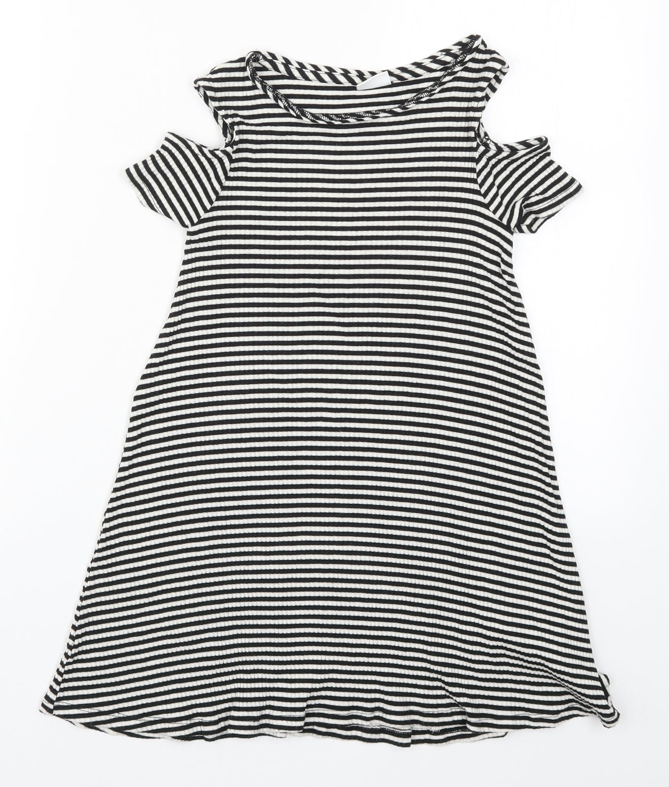 F&F Girls Black Striped  A-Line  Size 8-9 Years