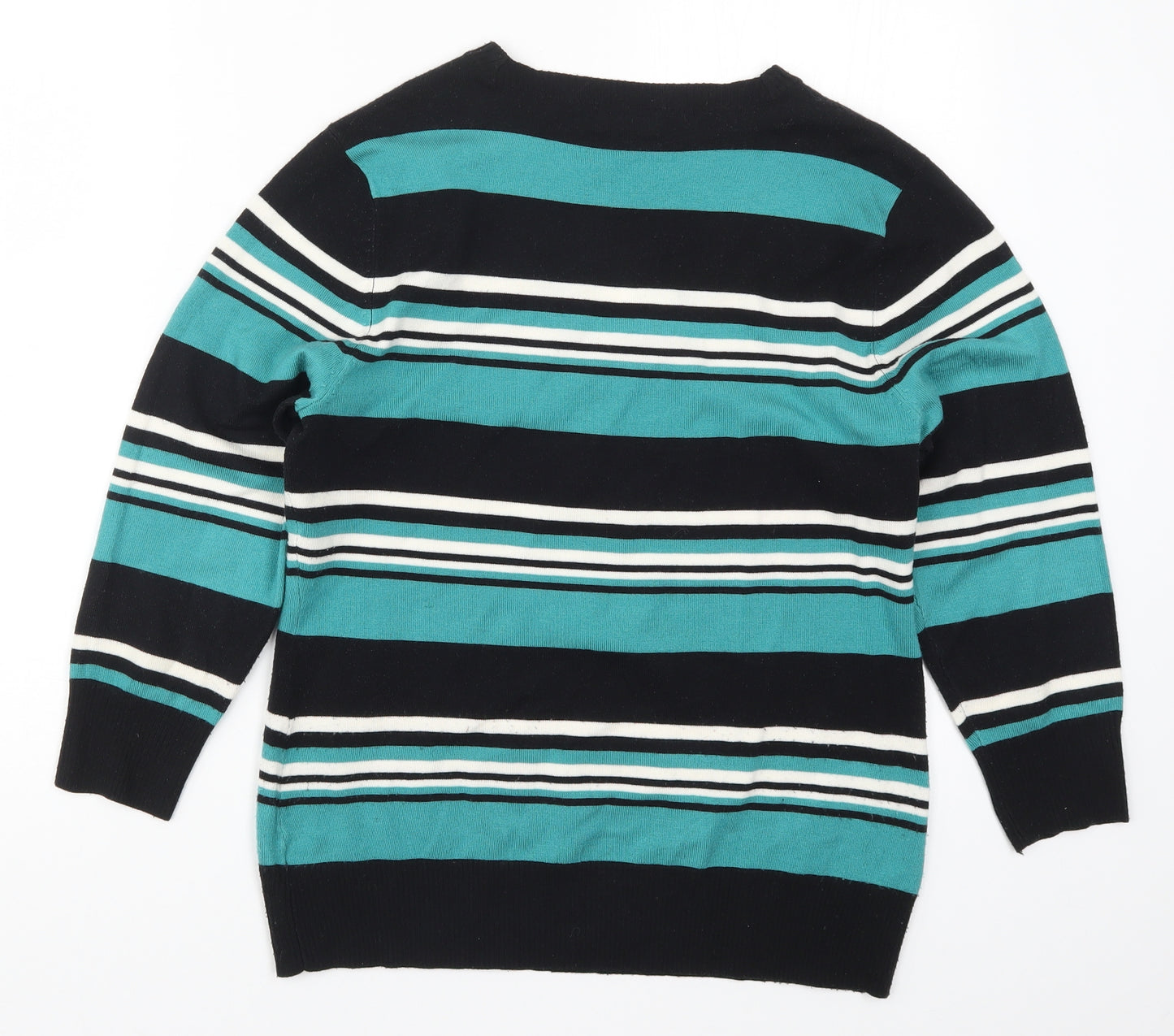 F&F Womens Blue Striped Knit Pullover Jumper Size 14