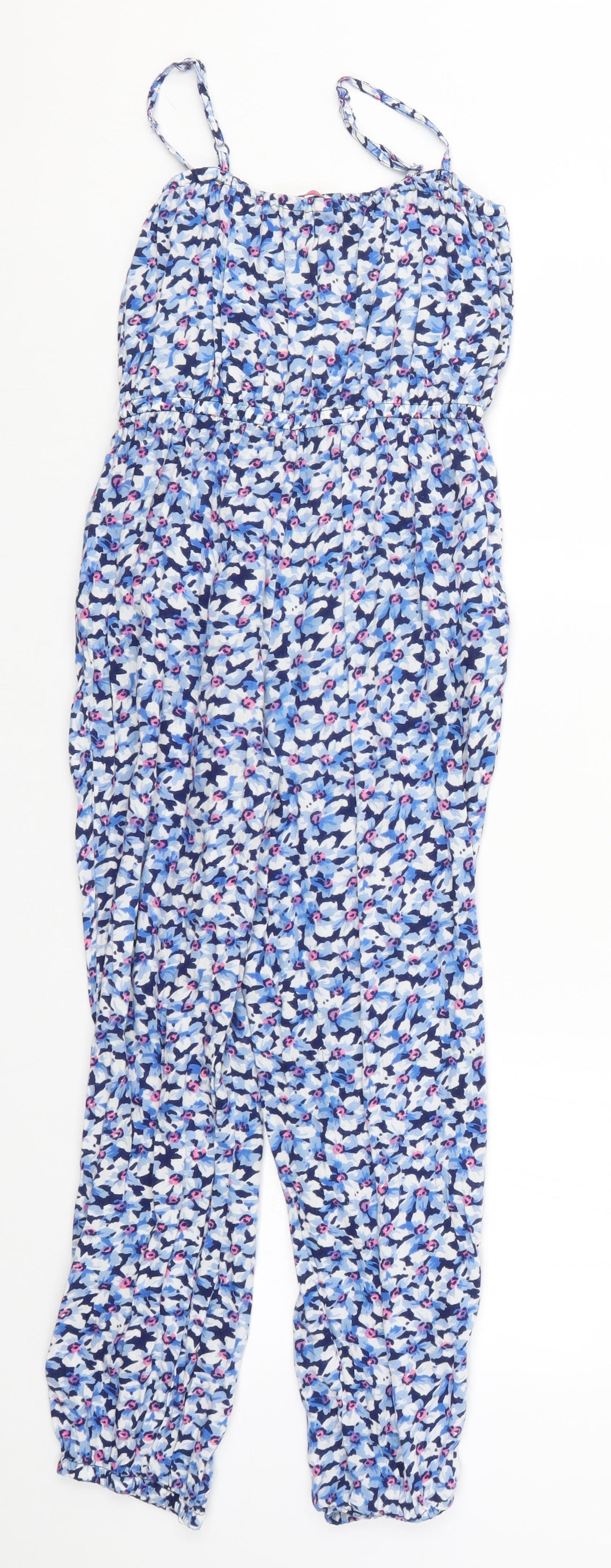 Young Dimension Girls Blue Floral  Playsuit One-Piece Size 10-11 Years