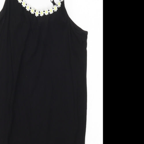 H&M Girls Black   Playsuit One-Piece Size 11 Years  - Flower Hem