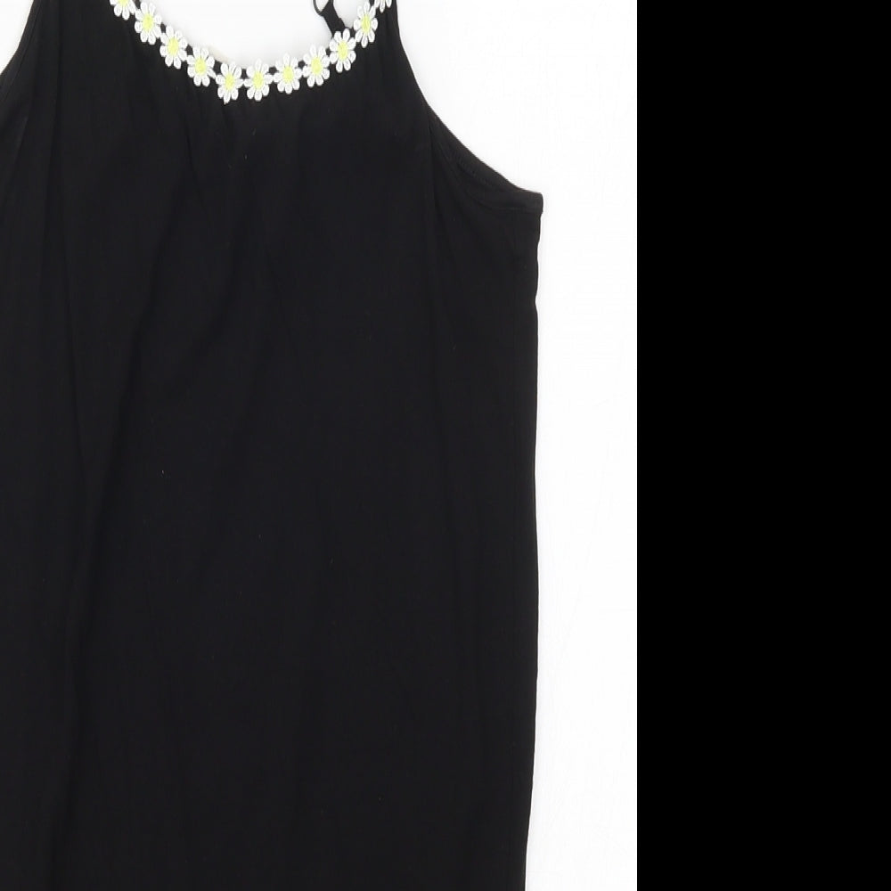 H&M Girls Black   Playsuit One-Piece Size 11 Years  - Flower Hem