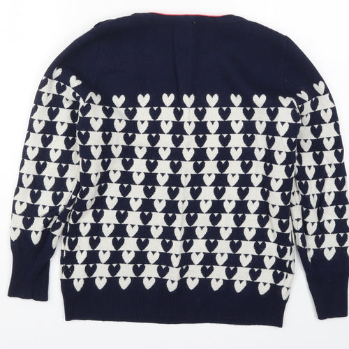 Henry Holland Womens Blue Geometric Knit Pullover Jumper Size 12  - Love Hearts