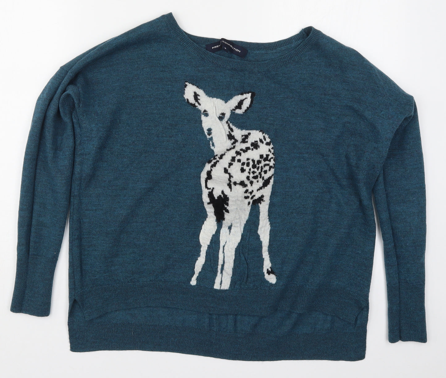 French Connection Womens Blue  Knit Pullover Jumper Size M  - Deer