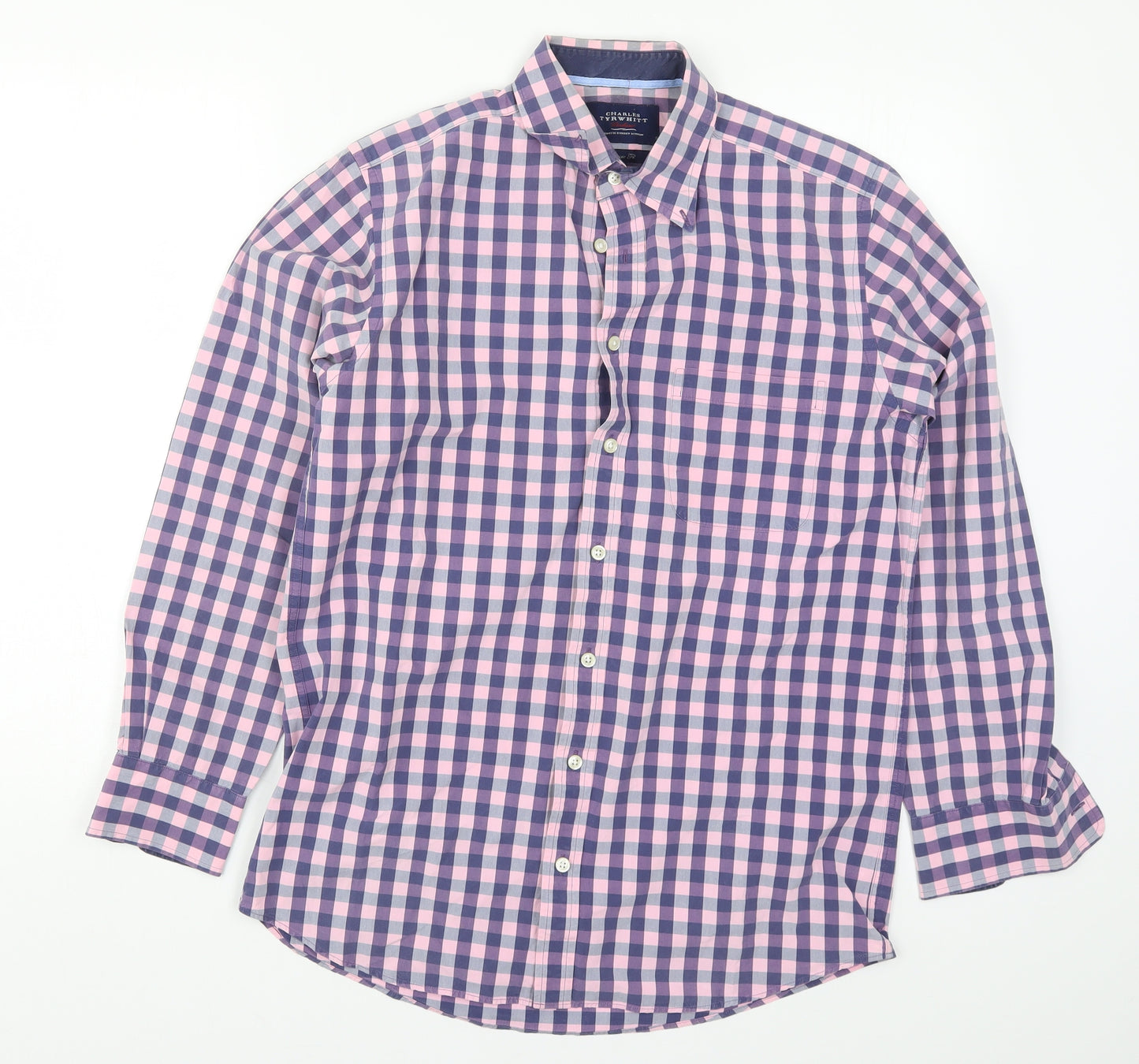 Charles Tyrwhitt Mens Pink Check   Button-Up Size S