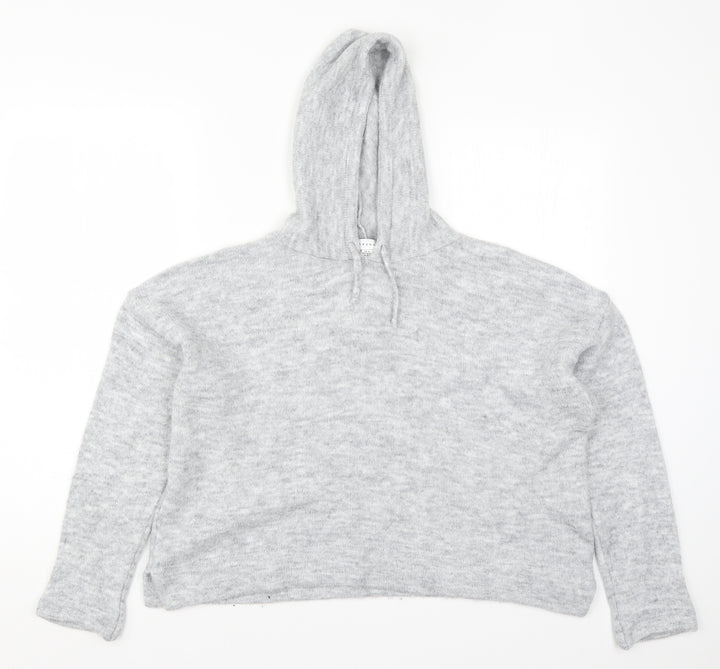 Topshop Womens Grey  Knit Pullover Hoodie Size M