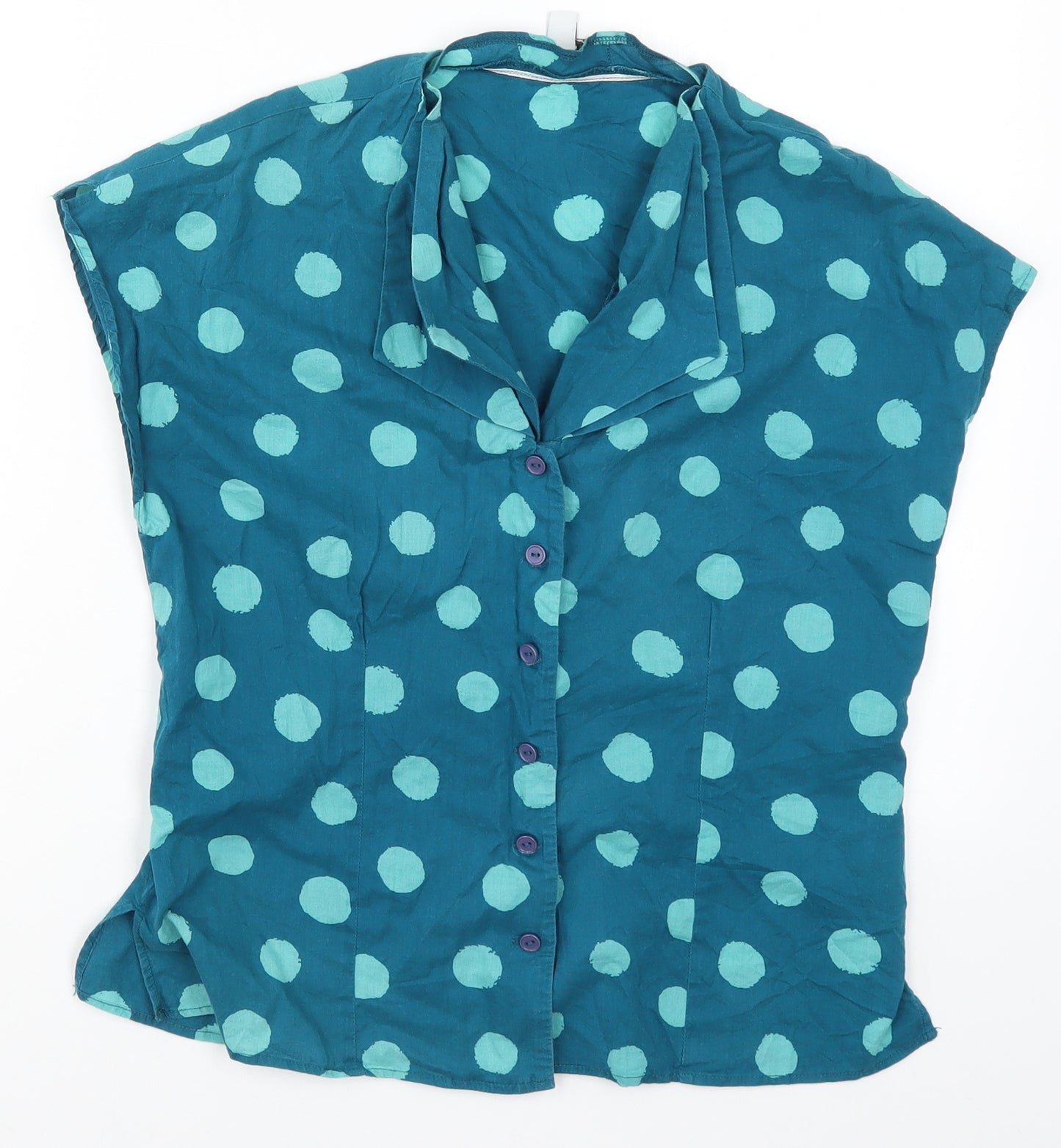 Emily & Fin Womens Blue Polka Dot  Basic Button-Up Size 12
