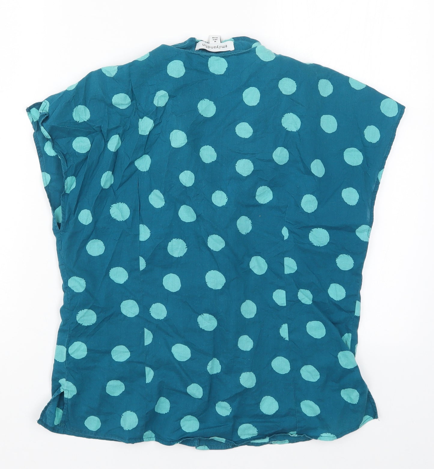 Emily & Fin Womens Blue Polka Dot  Basic Button-Up Size 12