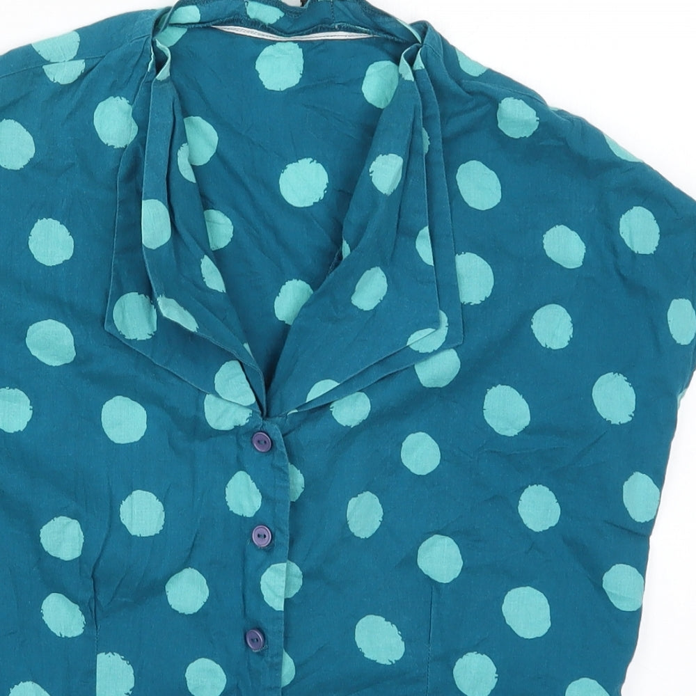Emily & Fin Womens Blue Polka Dot  Basic Button-Up Size 12