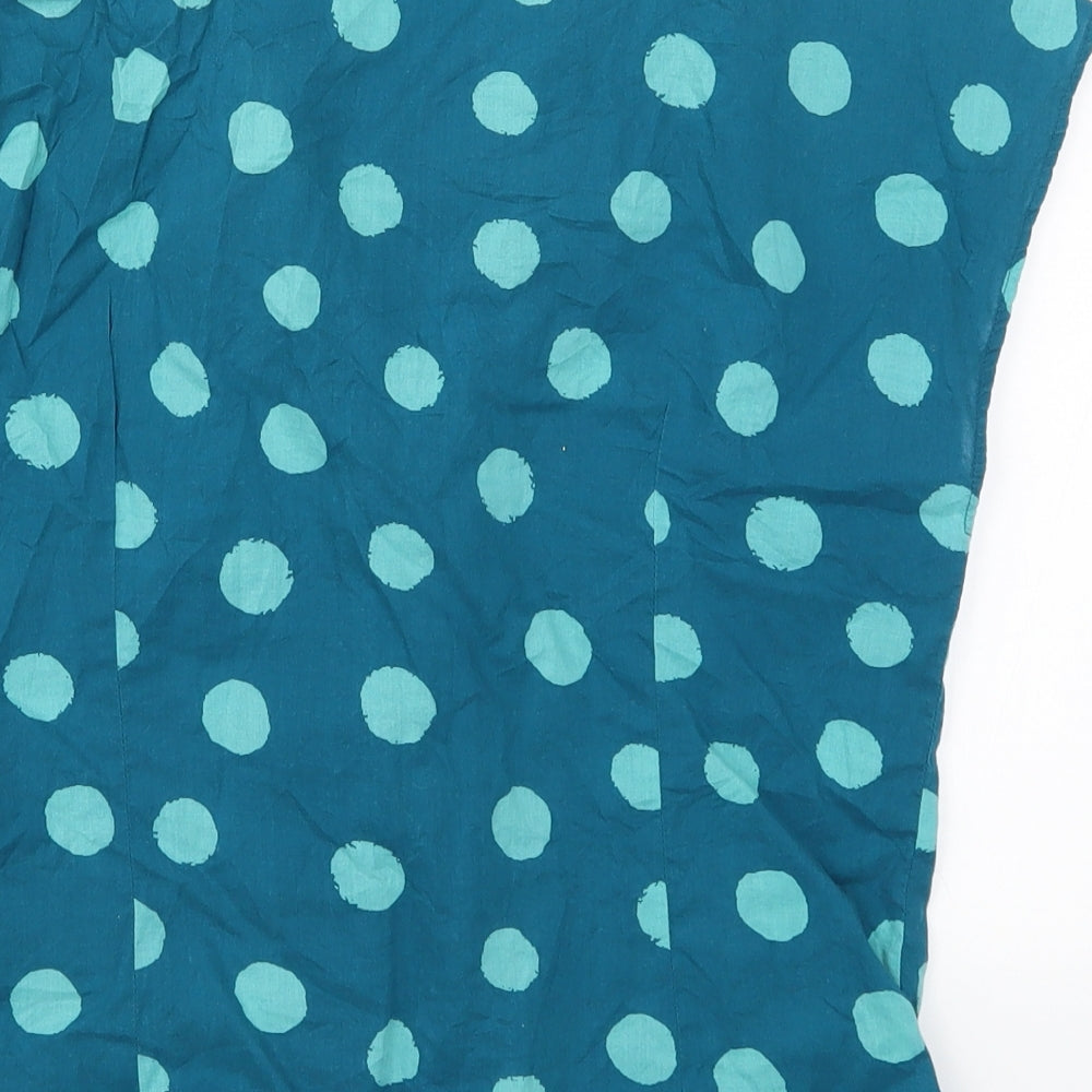 Emily & Fin Womens Blue Polka Dot  Basic Button-Up Size 12