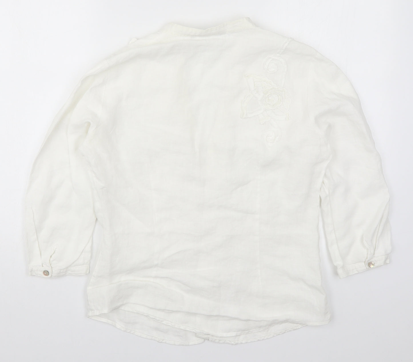 Per Una Womens White   Basic Button-Up Size 10  - Fabric Flowers