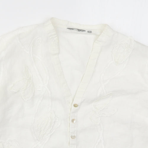 Per Una Womens White   Basic Button-Up Size 10  - Fabric Flowers