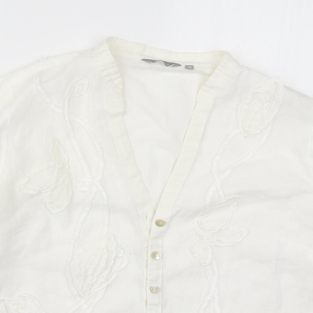 Per Una Womens White   Basic Button-Up Size 10  - Fabric Flowers