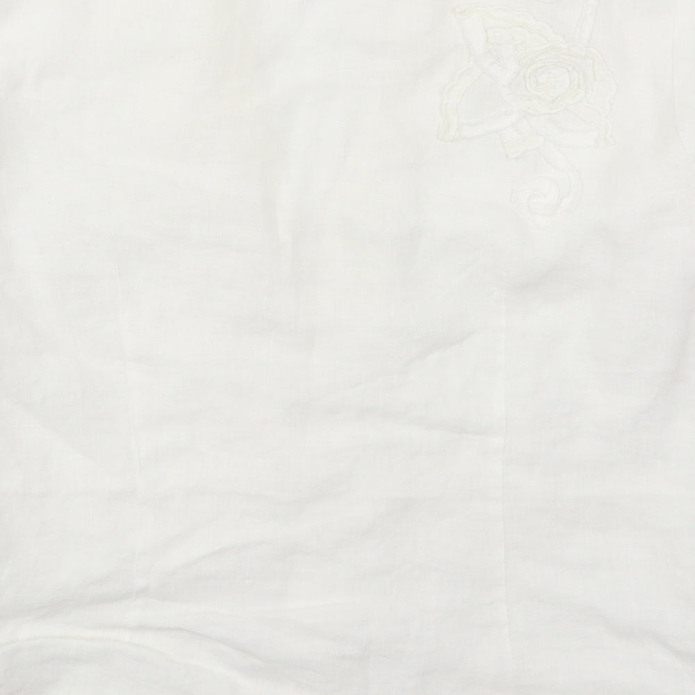 Per Una Womens White   Basic Button-Up Size 10  - Fabric Flowers