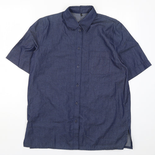 Preworn Womens Blue  Denim Basic Button-Up Size 12