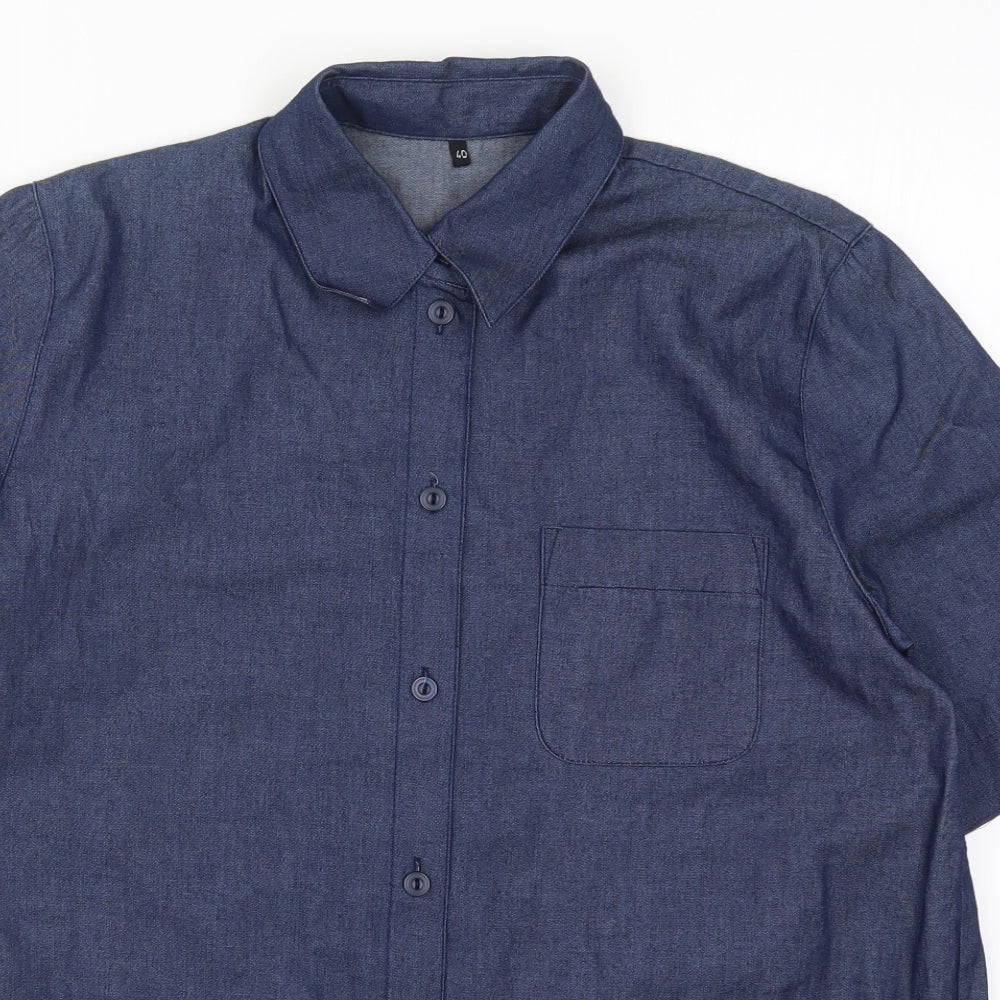 Preworn Womens Blue  Denim Basic Button-Up Size 12