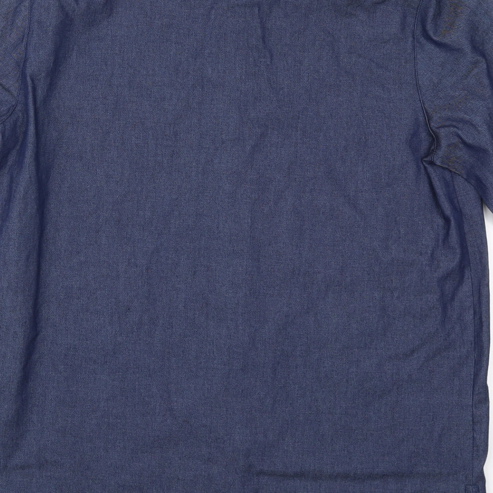 Preworn Womens Blue  Denim Basic Button-Up Size 12
