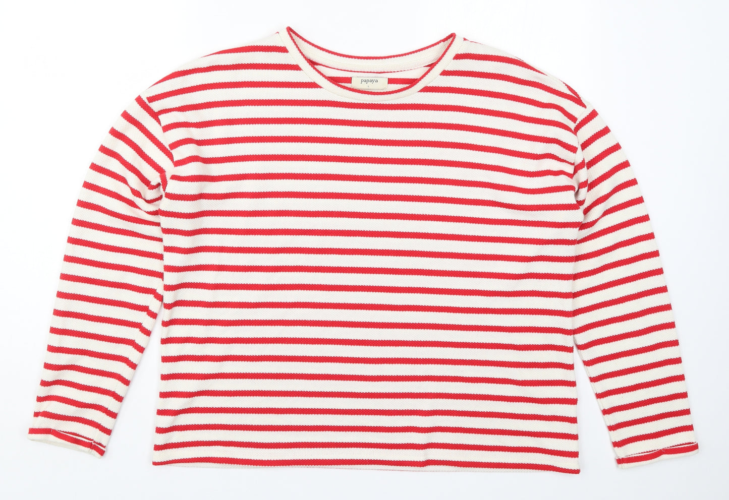Papaya Womens Red Striped  Pullover Jumper Size L