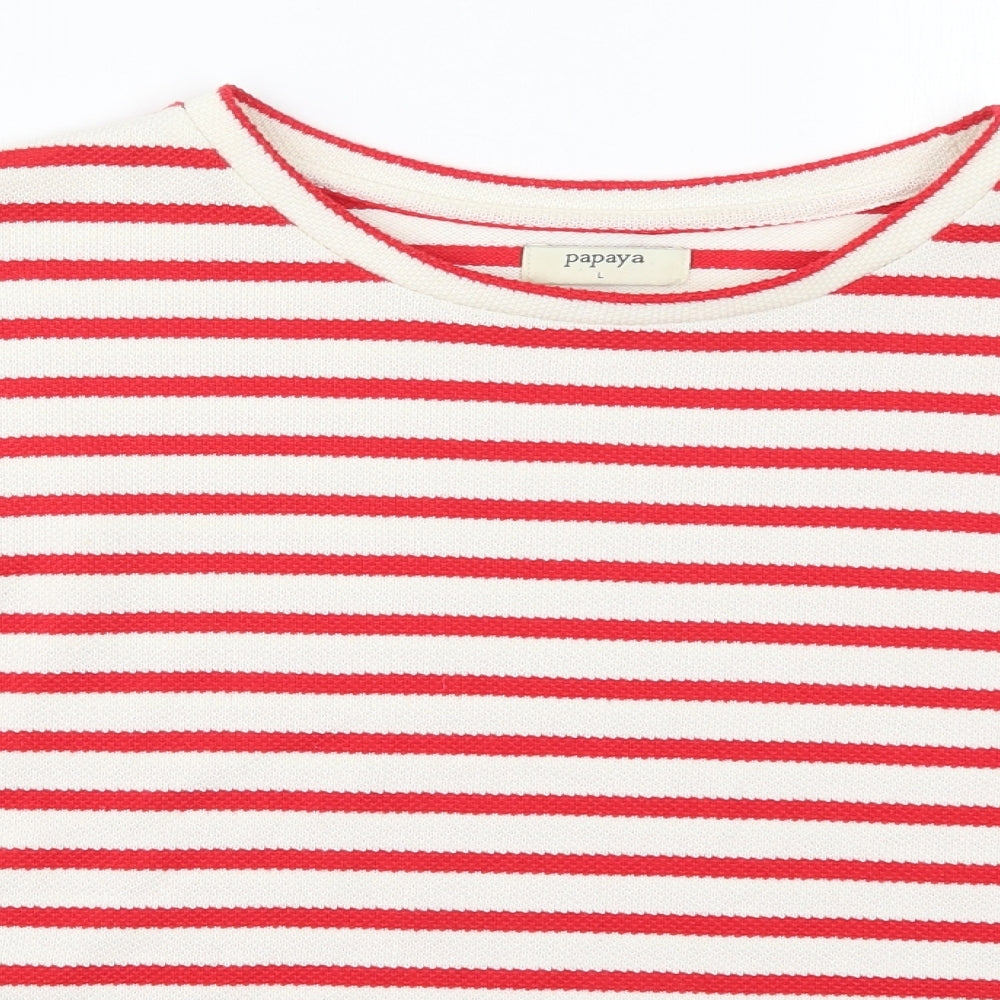 Papaya Womens Red Striped  Pullover Jumper Size L