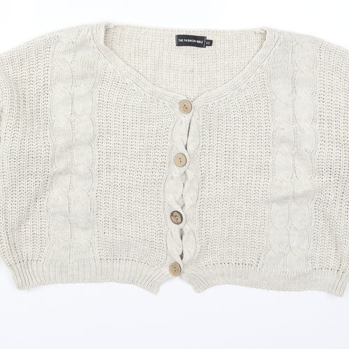 The Fashion Bible Womens Beige  Knit Cardigan Jumper One Size
