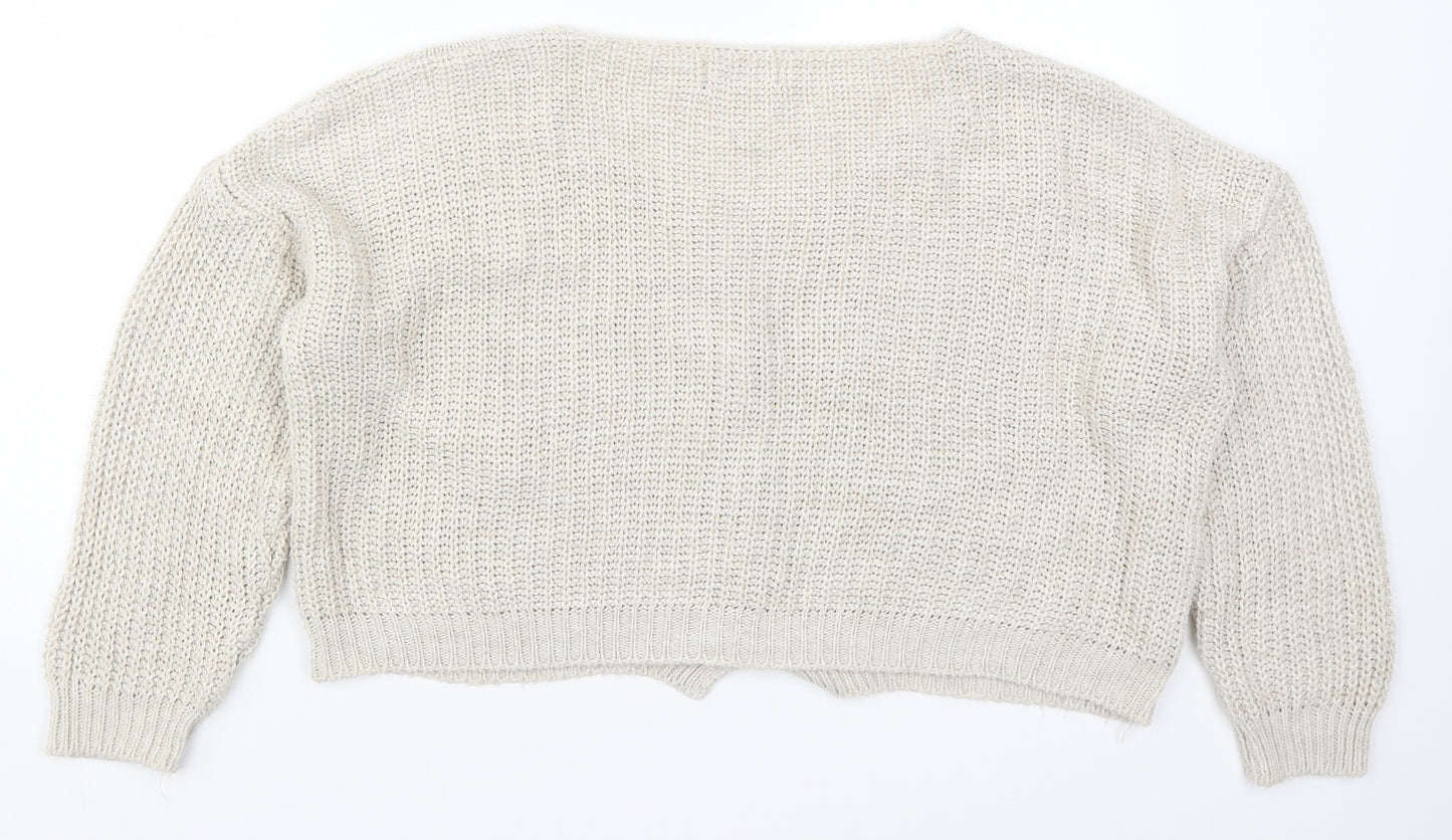 The Fashion Bible Womens Beige  Knit Cardigan Jumper One Size