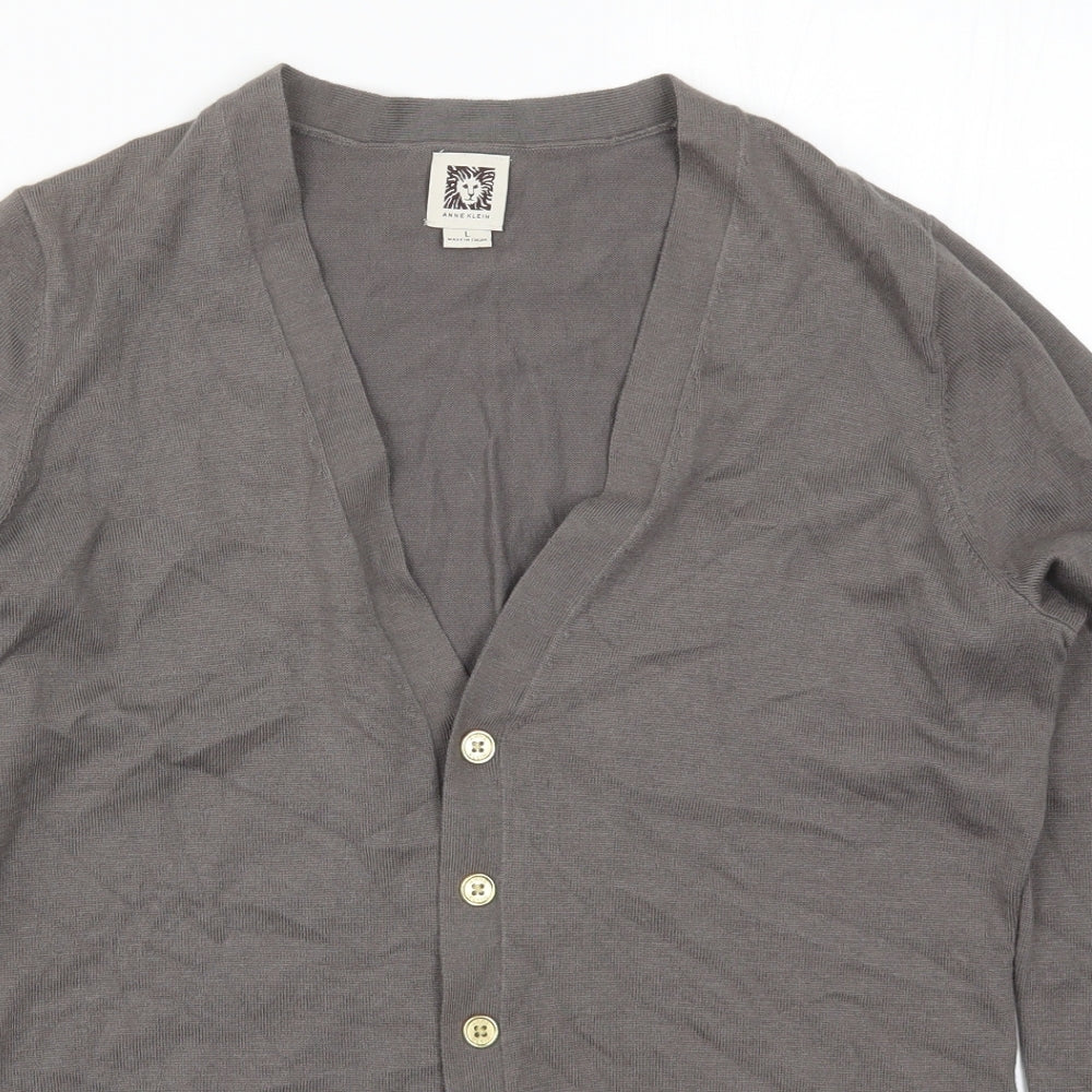 Anne Klein Womens Grey  Knit Cardigan Jumper Size L