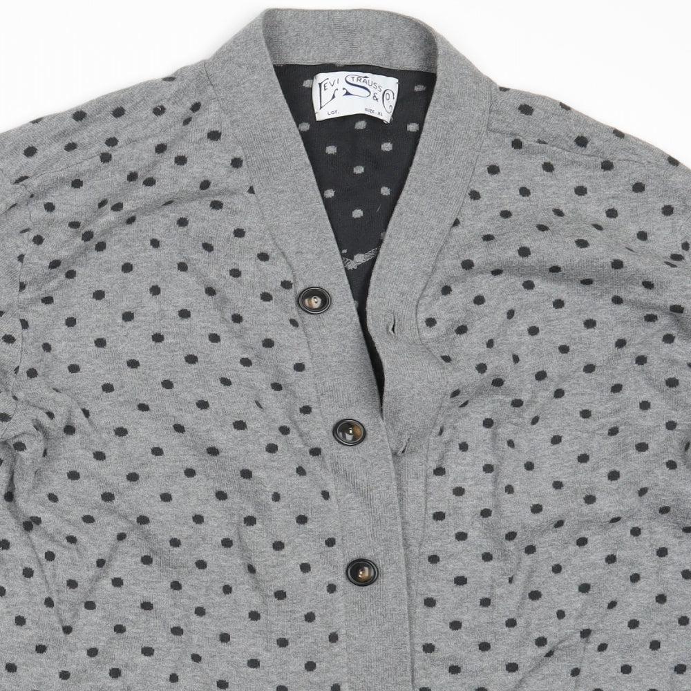 Levi's Mens Grey Polka Dot  Cardigan Jumper Size XL