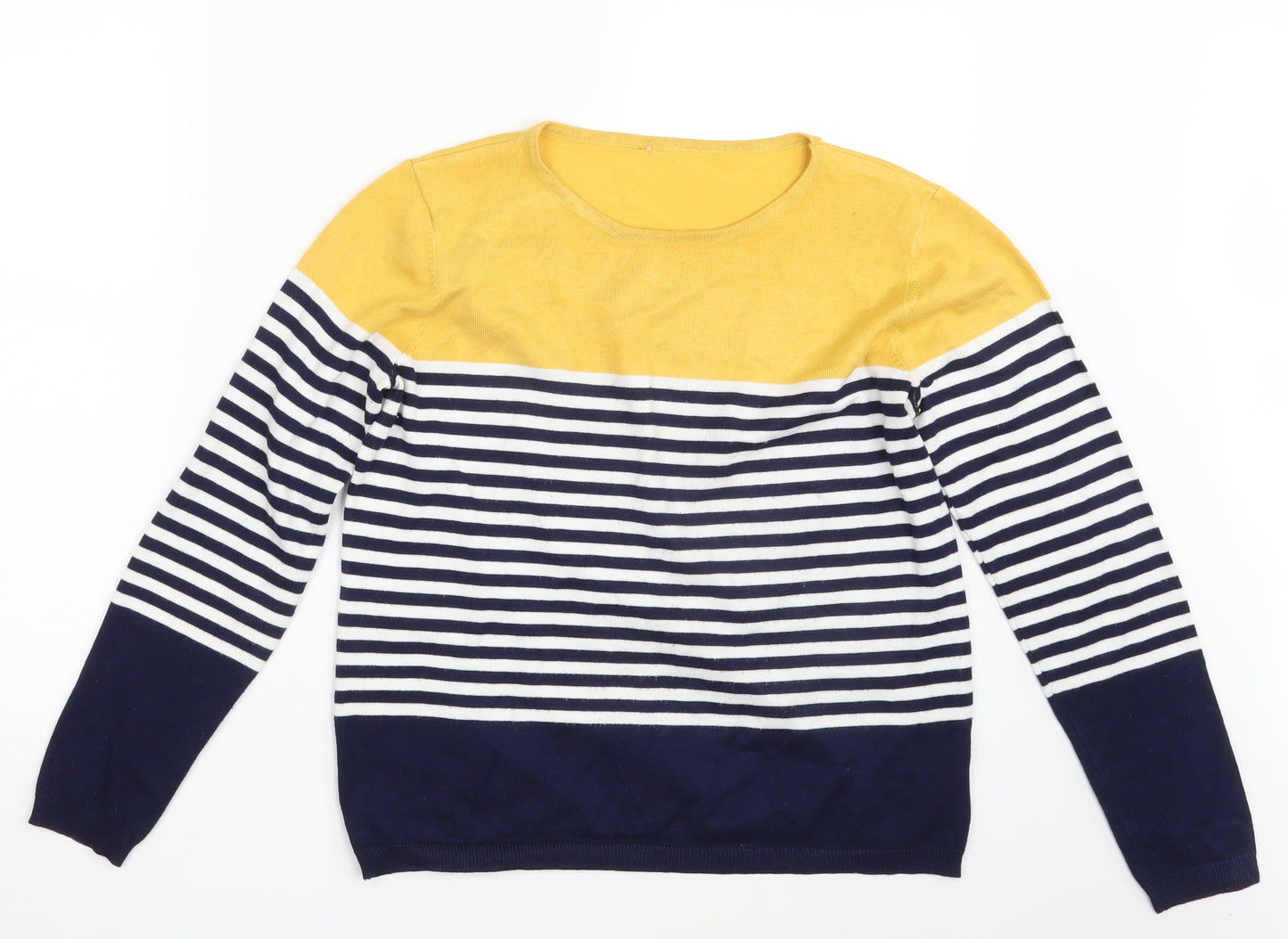 Preworn Womens Multicoloured Striped  Pullover Sweatshirt Size 14