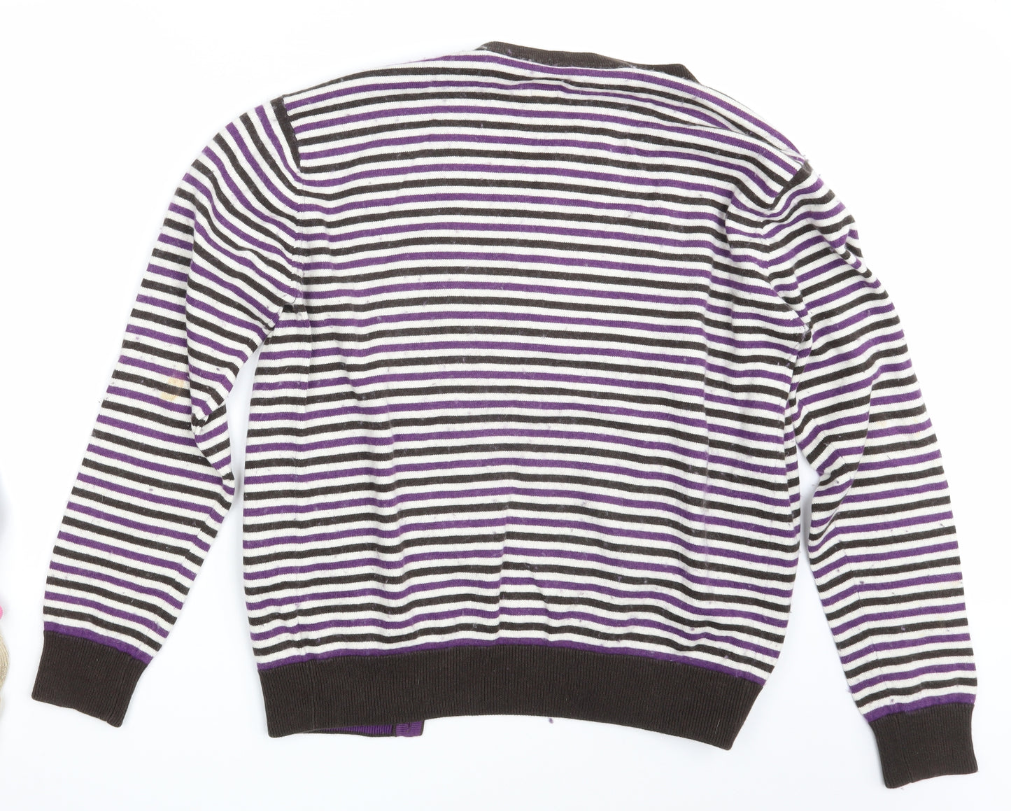 adidas Womens Multicoloured Striped  Cardigan Jumper Size L