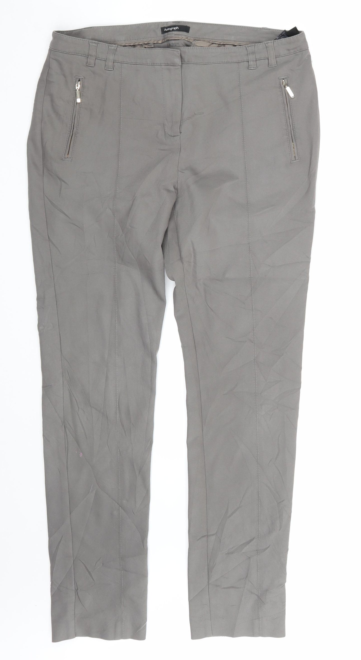 Autograph Womens Grey   Chino Trousers Size 14 L29 in