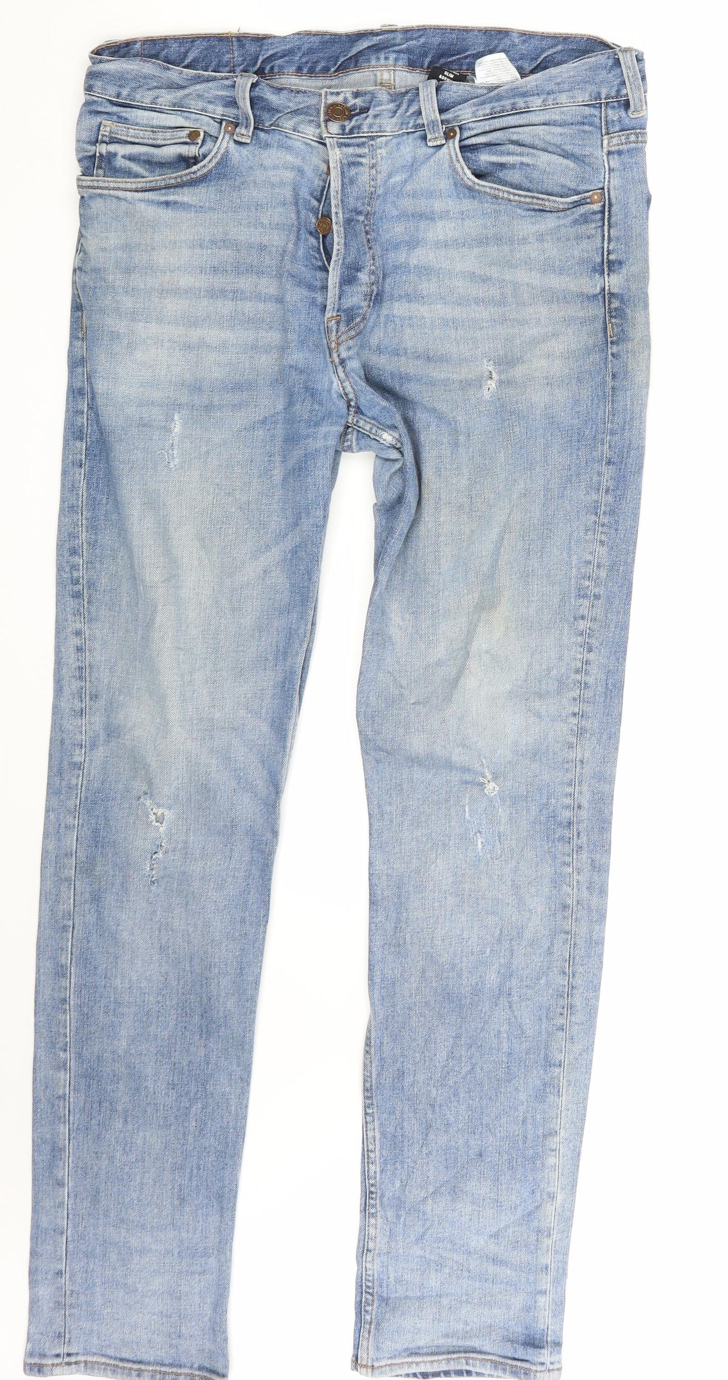 & Denim Mens Blue  Denim Skinny Jeans Size 34 in L32 in