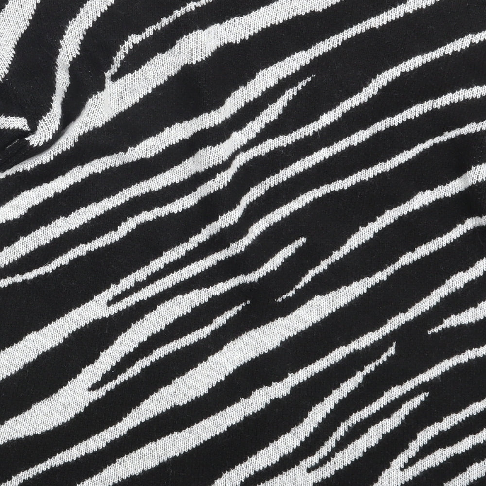 Primark Womens Black Animal Print  Wrap Jumper Size XS